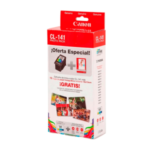 Tinta Canon CL-141 + Papel Foto 4″X6″ Tricolor 180 Pag